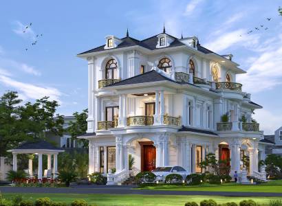 MẪU THIẾT KẾ BIỆT THỰ TÂN CỔ ĐIỂN 3 MẶT TIỀN TẠI PHƯỜNG BUÔN MA THUỘT TỈNH ĐẮK LẮK