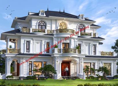 MẪU THIẾT KẾ BIỆT THỰ TÂN CỔ ĐIỂN 3 MẶT TIỀN TẠI PHƯỜNG BUÔN MA THUỘT TỈNH ĐẮK LẮK