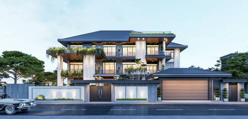 MẪU THIẾT KẾ BIỆT THỰ MÁI NHẬT 3 TẦNG TẠI TÂY NINH