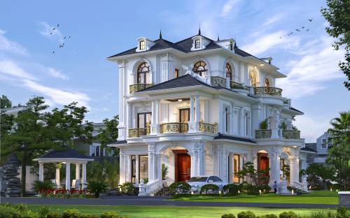 MẪU THIẾT KẾ BIỆT THỰ TÂN CỔ ĐIỂN 3 MẶT TIỀN TẠI PHƯỜNG BUÔN MA THUỘT TỈNH ĐẮK LẮK