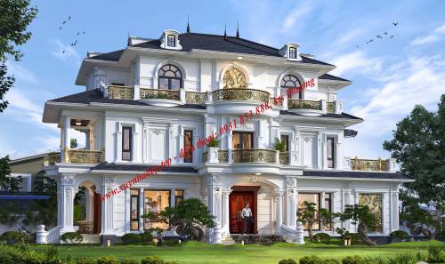 MẪU THIẾT KẾ BIỆT THỰ TÂN CỔ ĐIỂN 3 MẶT TIỀN TẠI PHƯỜNG BUÔN MA THUỘT TỈNH ĐẮK LẮK