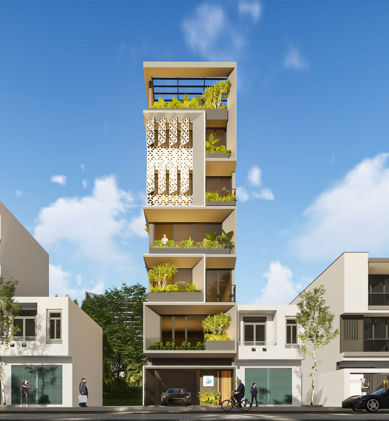 MẪU THIẾT KẾ NHÀ PHỐ HIỆN ĐẠI 6 TẦNG TẠI PHƯỜNG DĨ AN THÀNH PHỐ HỒ CHÍ MINH