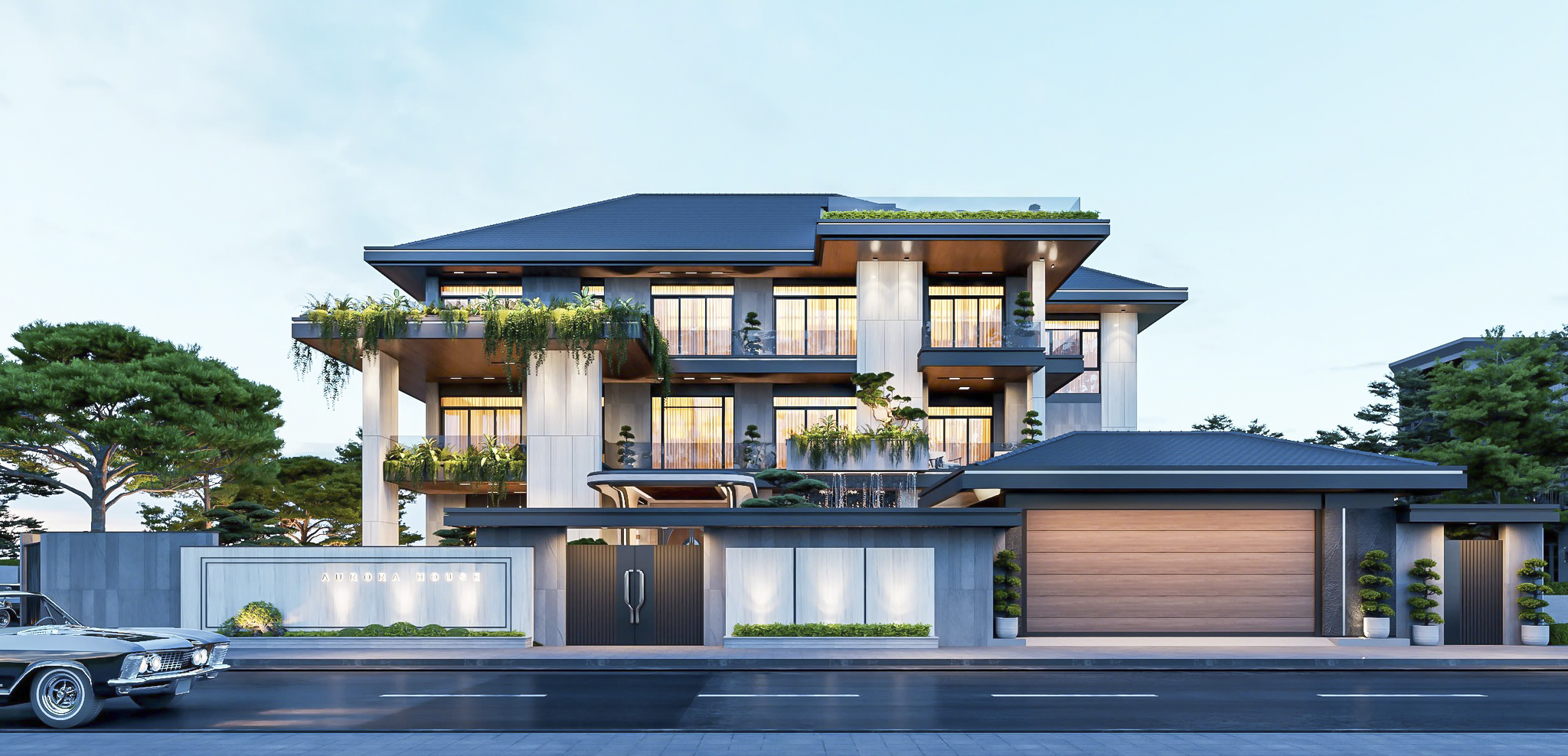 MẪU THIẾT KẾ BIỆT THỰ MÁI NHẬT 3 TẦNG TẠI TÂY NINH