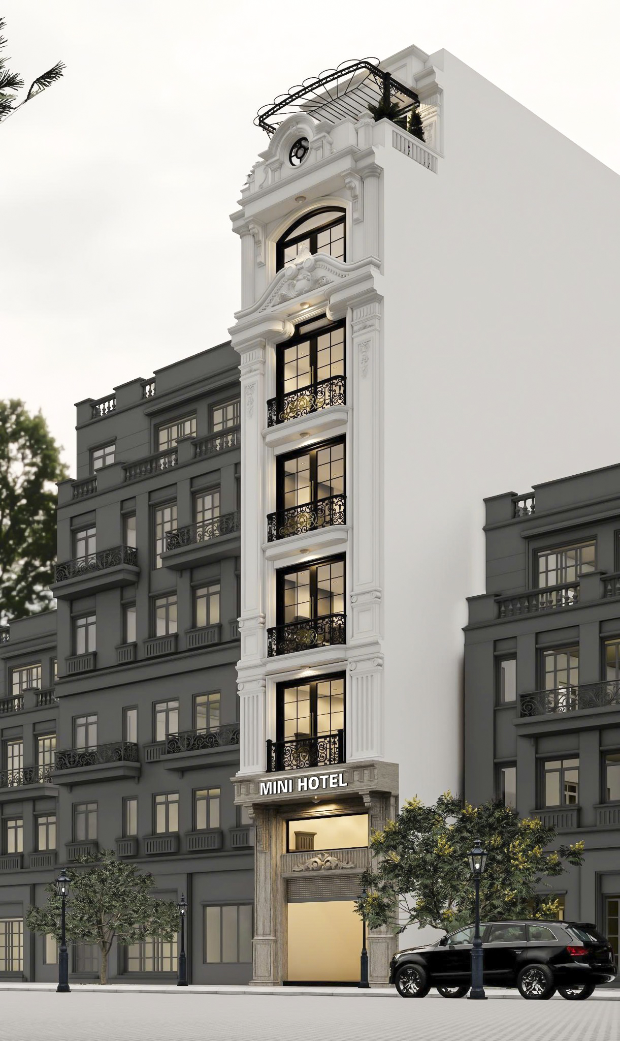 MẪU THIẾT KẾ KHÁCH SẠN MINI 6 TẦNG TẠI THÀNH PHỐ HỒ CHÍ MINH