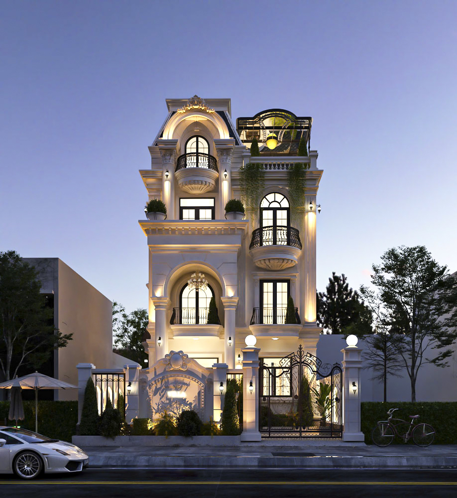 MẪU THIẾT KẾ NHÀ PHỐ TÂN CỔ ĐIỂN 4 TẦNG TẠI THÀNH PHỐ HỒ CHÍ MINH