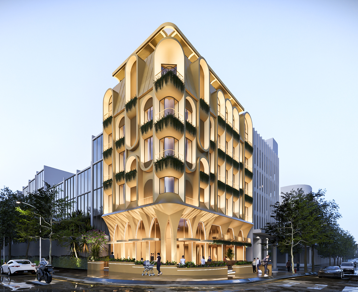 MẪU THIẾT KẾ NHÀ Ở KẾT HỢP VĂN PHÒNG KINH DOANH 6 TẦNG HIỆN ĐẠI TẠI PHƯỜNG XUÂN HÒA THÀNH PHỐ HỒ CHÍ MINH