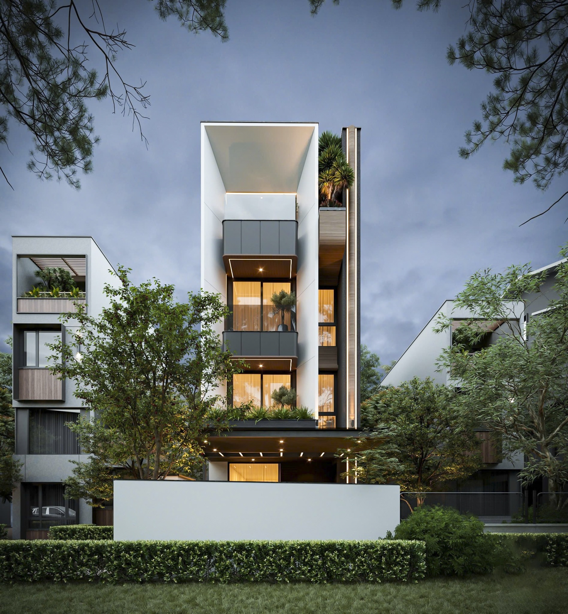 MẪU THIẾT KẾ NHÀ PHỐ HIỆN ĐẠI 3 TẦNG MÁI CHE THANG TẠI XÃ NHÀ BÈ THÀNH PHỐ HỒ CHÍ MINH