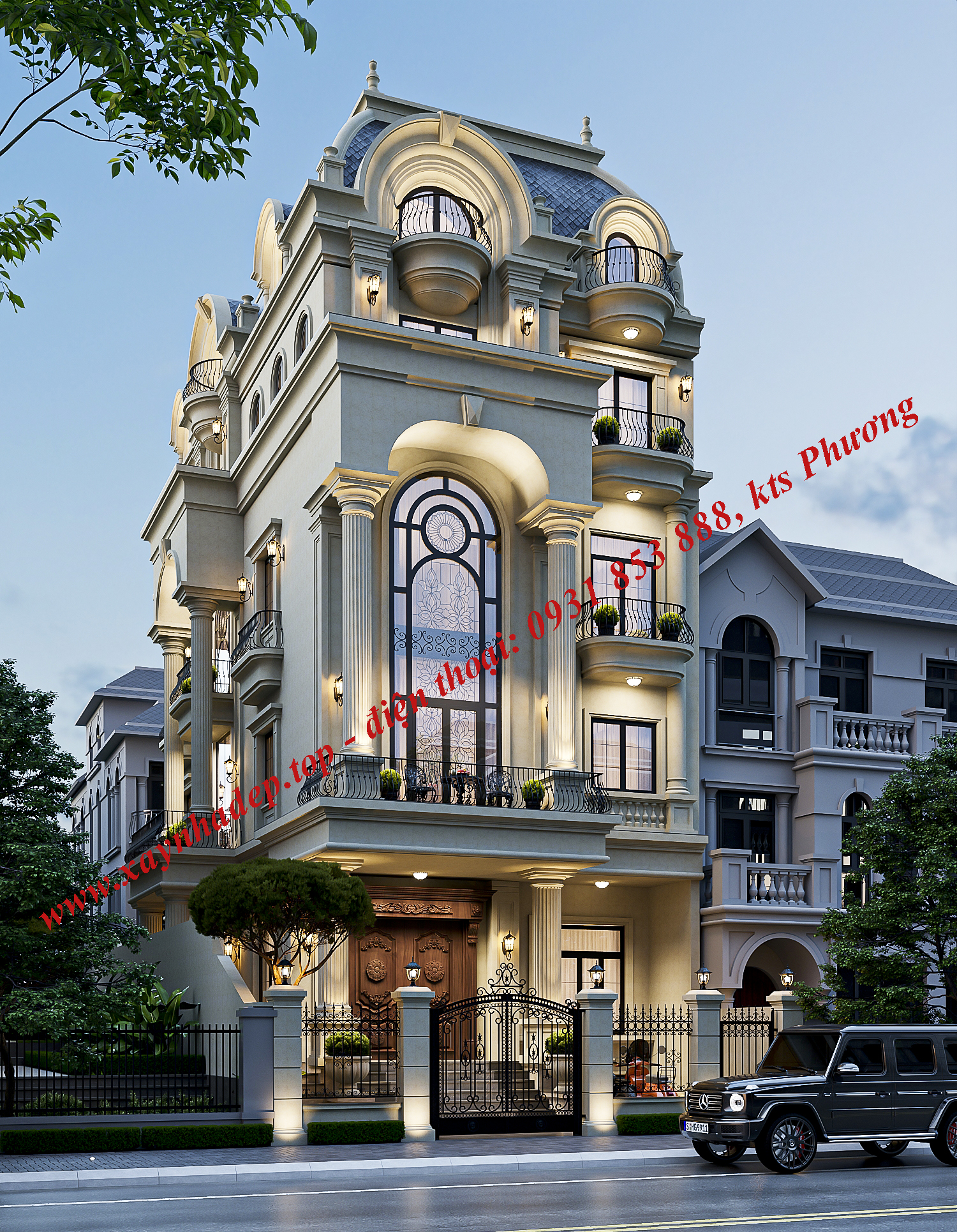 MẪU NHÀ PHỐ TÂN CỔ ĐIỂN 5 TẦNG CÓ HẦM TẠI THÀNH PHỐ HỒ CHÍ MINH